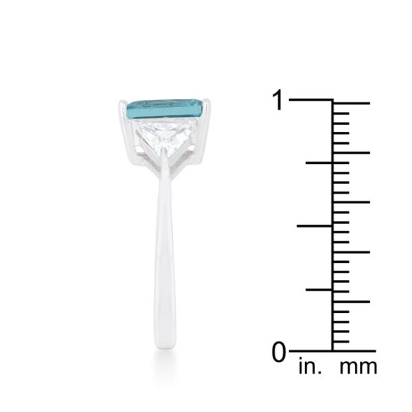 Blue topaz-colored cubic zirconia bridal ring, rhodium plated over lead free alloy (brass), with a 2.2mm width.