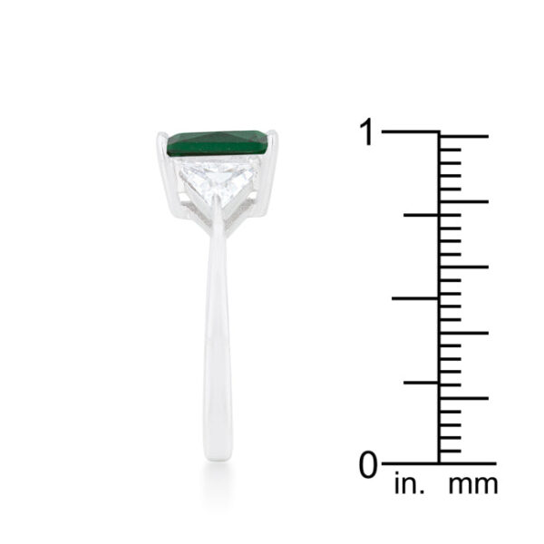Rhodium plated over lead free alloy (brass) bridal ring with genuine emerald-colored cubic zirconia and 4.5 ct total stone weight.