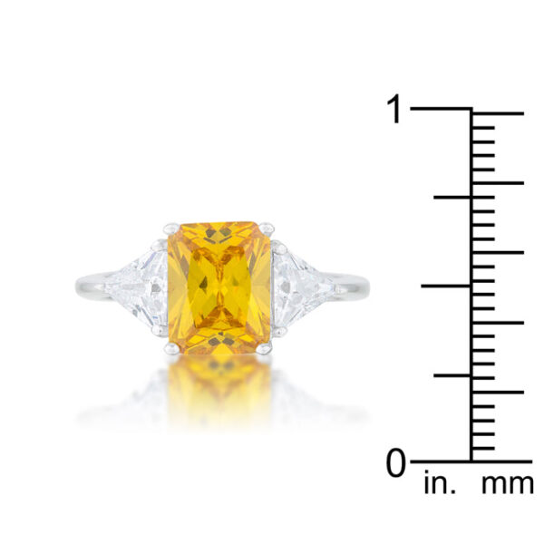 Side view of the ring showing the band width and profile of the stone setting