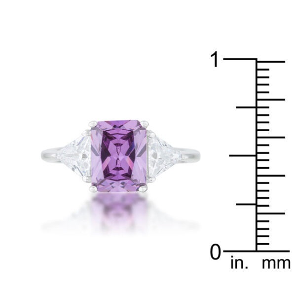 9mm amethyst-colored cubic zirconia with a radiant cut and prong setting