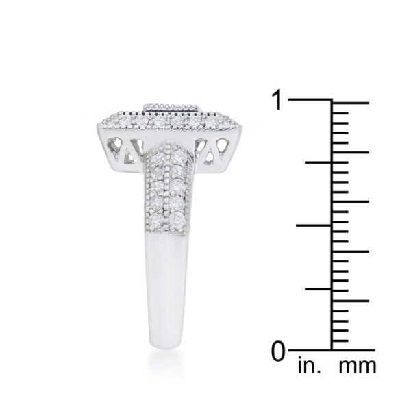 3.5 Mm Antiqued ring with a Pave setting, rhodium plated over lead free alloy (brass).