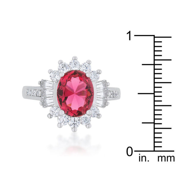 Aqua cubic zirconia ring with a 2.5mm band, rhodium plated over lead free alloy (brass).