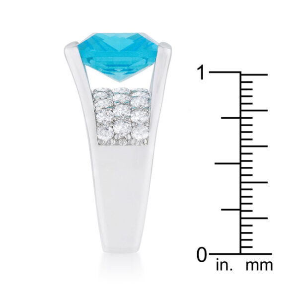 Aqua cubic zirconia statement ring with 15.4 ct total stone weight and round prong-set stones
