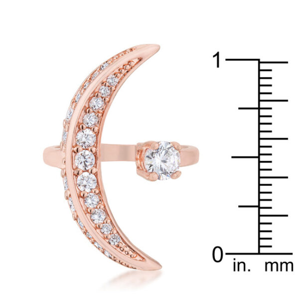 Round 1.5 (mm) cubic zirconia accent stones in prong settings on a luna ring.