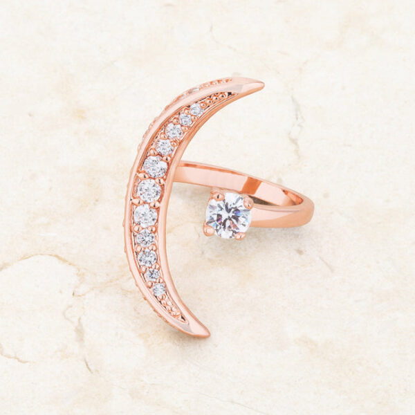 Contemporary ring with 0.75 ct total stone weight and rose gold tone over lead free alloy (brass).