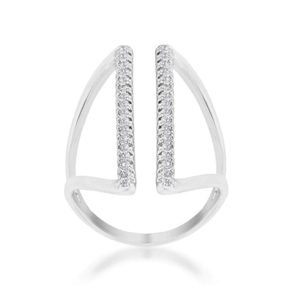 Round 1 Mm cubic zirconia in a pave setting on the Jena delicate parallel ring