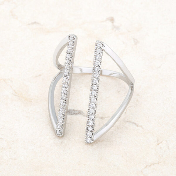 Delicate parallel ring with round 1 Mm cubic zirconia in a pave setting