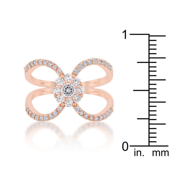 Round 1 Mm cubic zirconia in a pave setting on the floral wrap ring.