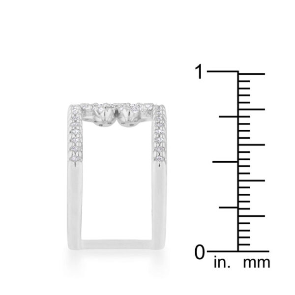 13mm contemporary clover wrap ring in rhodium plated over lead free alloy (brass) with cubic zirconia