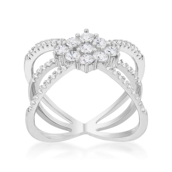 Contemporary triple wrap ring with round 1 Mm cubic zirconia in prongs and 0.8 ct total carat weight