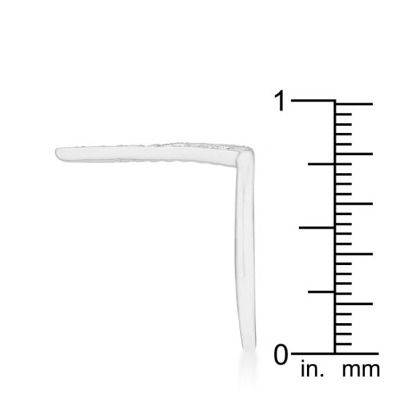 V-shape ring measuring 1.5mm wide in rhodium plated over lead free alloy (brass).