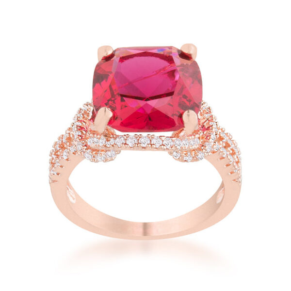 Classic statement ring with ruby-colored cubic zirconia, 6.2 ct total carat weight, and a 2.2mm width.
