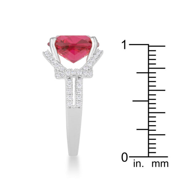Round ruby-colored cubic zirconia and 2.2mm-width classic statement ring in a prong setting.
