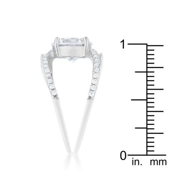 Rhodium plated over lead free alloy (brass) ring with clear round 1 Mm cubic zirconia and a 2.5mm width.