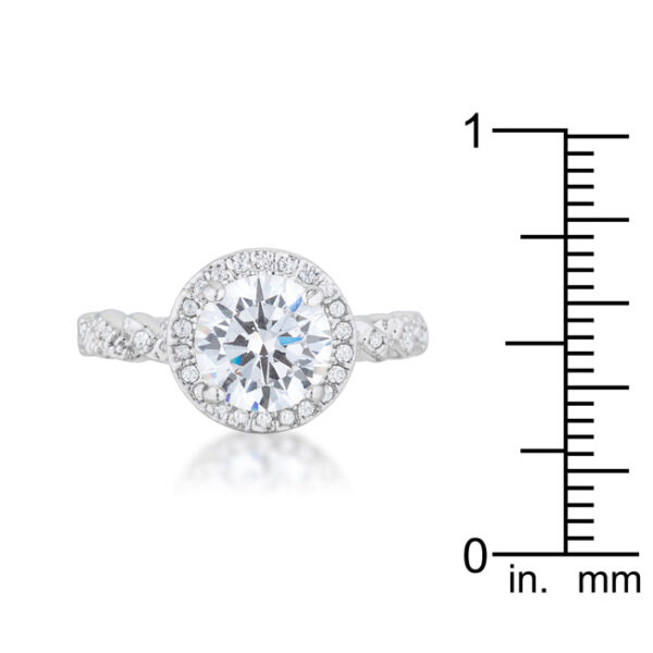 Clear, round 1 Mm cubic zirconia classic ring with a prong setting.