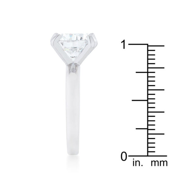 Classic cubic zirconia solitaire ring, 3mm wide, in rhodium plated over lead free alloy (brass).