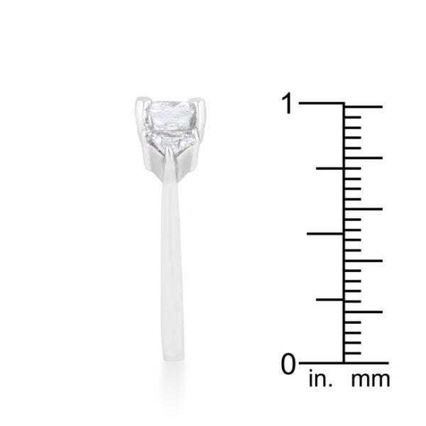 Anniversary, classic, and wedding ring with clear cubic zirconia, rhodium plated over lead free alloy (brass).