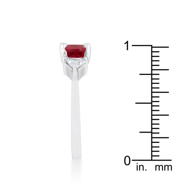 Garnet-colored cubic zirconia in cushion and trillion cuts with prong settings