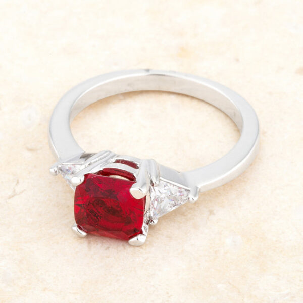 Anniversary, classic, wedding ring with garnet-colored cubic zirconia and 1.8 ct total weight