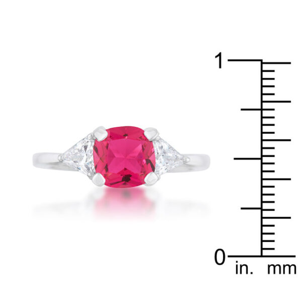 Clear cubic zirconia ring with 1.8 ct total carat weight and rhodium plated over lead free alloy (brass).