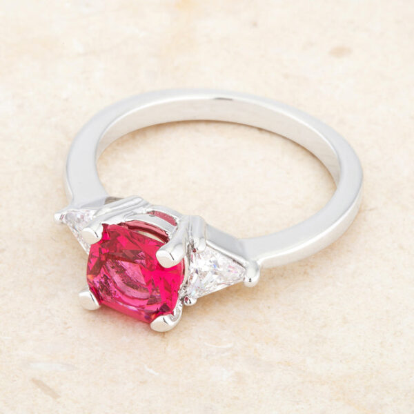 Anniversary, classic, and wedding ring with clear cubic zirconia in a prong setting.