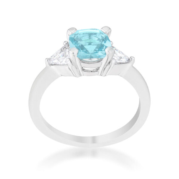 Rhodium plated over lead free alloy (brass) ring with topaz-colored cubic zirconia in prong settings