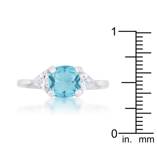 Topaz-colored cubic zirconia ring featuring cushion and trillion cuts