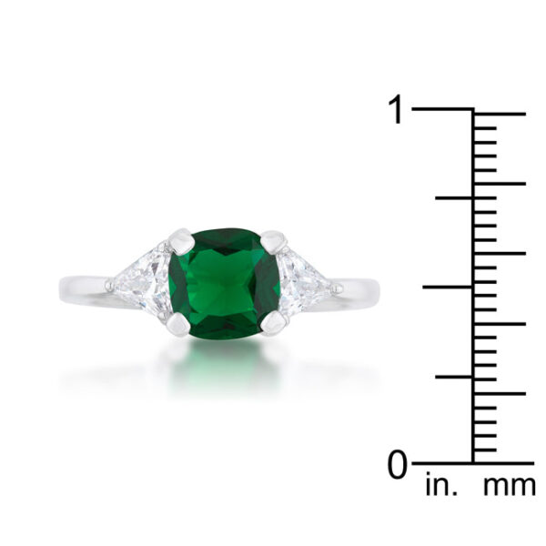 Close-up of the prong setting holding the cushion cut cubic zirconia in place