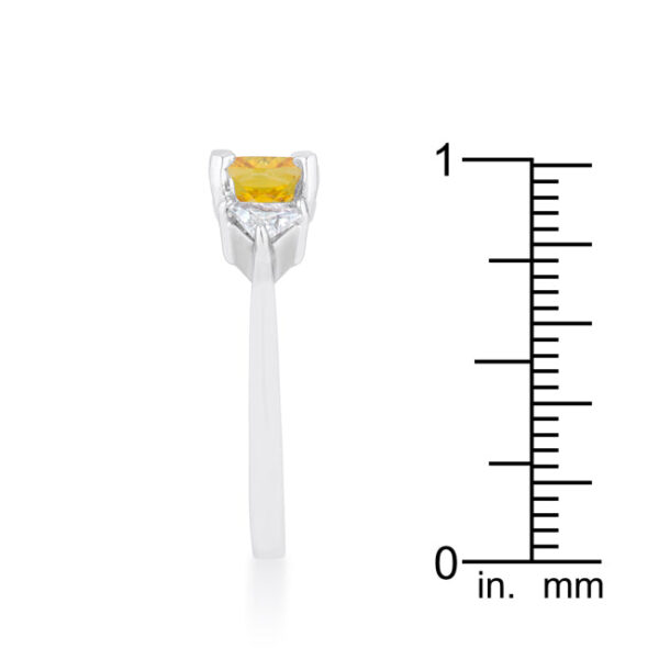 All Clear cushion- and trillion-cut cubic zirconia in prong settings on a rhodium plated over lead free alloy (brass) ring.