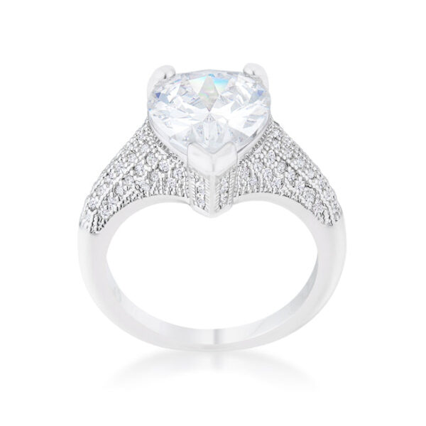 Pear-cut cubic zirconia cocktail ring with a 2.3mm width and prong setting.