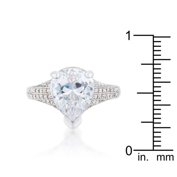 Pear-cut cubic zirconia held in a prong setting on a classic cocktail ring.