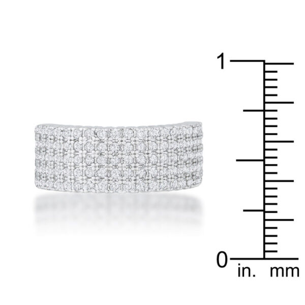 Round 1.25 Mm cubic zirconia in a pave-set Gwen wide ring, totaling 1 ct.