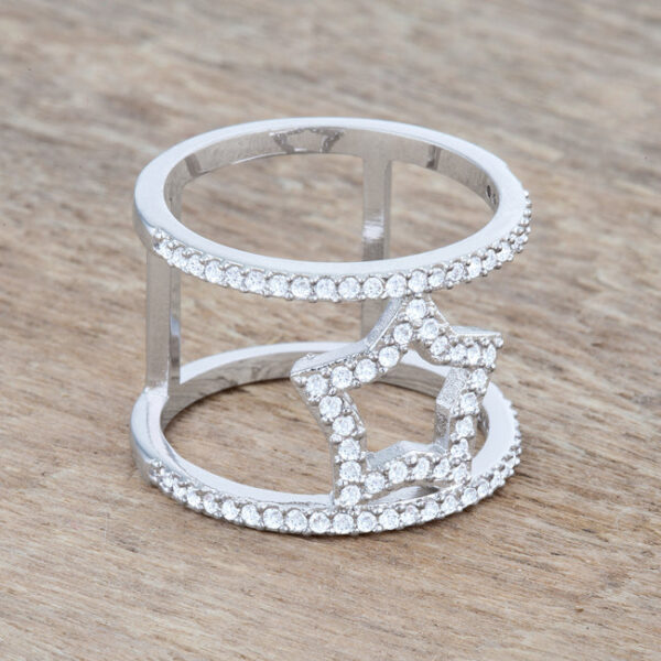Antique-style star ring with 0.75 ct total carat weight of Brown Glitter cubic zirconia.
