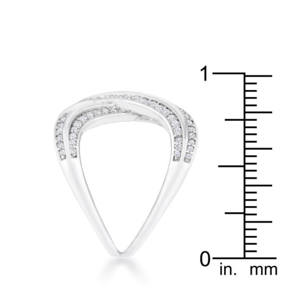 X motif ring with 0.4 ct total carat weight of cubic zirconia, rhodium plated over lead free alloy (brass).