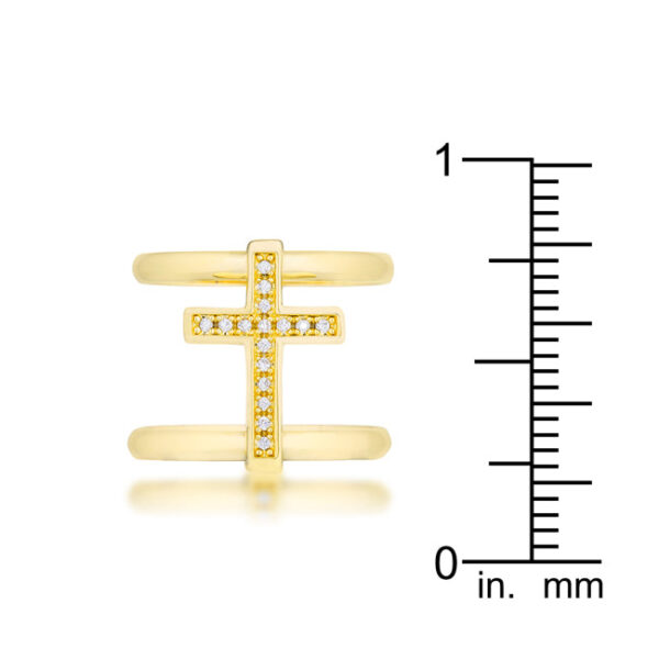 Round 1.25 Mm cubic zirconia in a pave-set cross ring with 0.08 ct total weight.