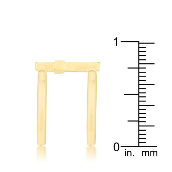 Contemporary cross ring in gold tone over lead free alloy (brass) with pave cubic zirconia.