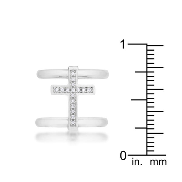 Round 1.25 Mm cubic zirconia in a pave setting on a gold tone over lead free alloy (brass) cross ring.