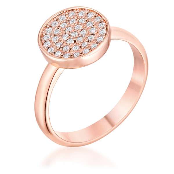 Circle ring with round 1 Mm cubic zirconia in a Pave setting, rosegold plated over lead free alloy (brass).