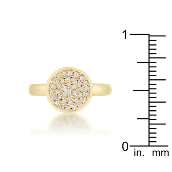 Round 1 Mm cubic zirconia in a pave setting on a circle ring in gold tone over lead free alloy (brass).