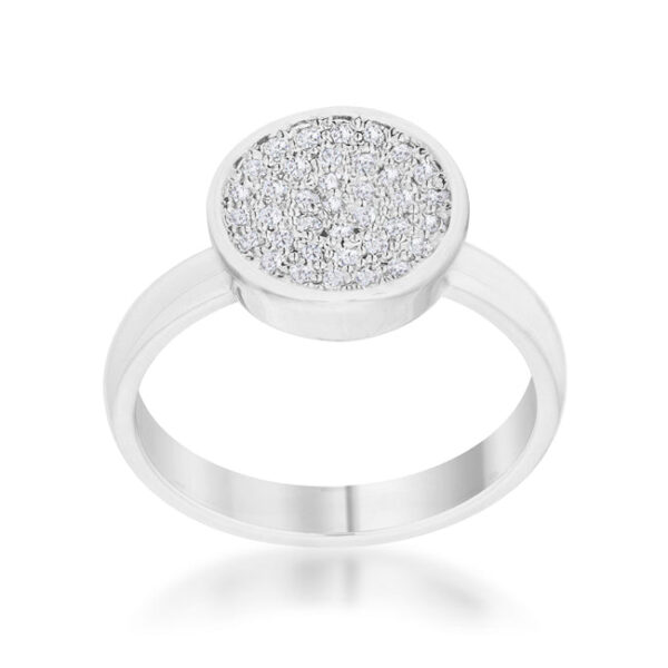 Classic circle ring with round cubic zirconia in a pave setting.