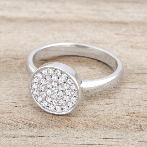 Cubic zirconia circle ring with 0.2 ct total weight and a pave setting.