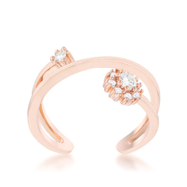 Rose gold tone over lead free alloy (brass) abstract wrap ring measuring 3mm wide.