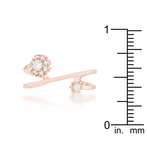Round 1.25mm cubic zirconia in prong settings on an abstract wrap ring.