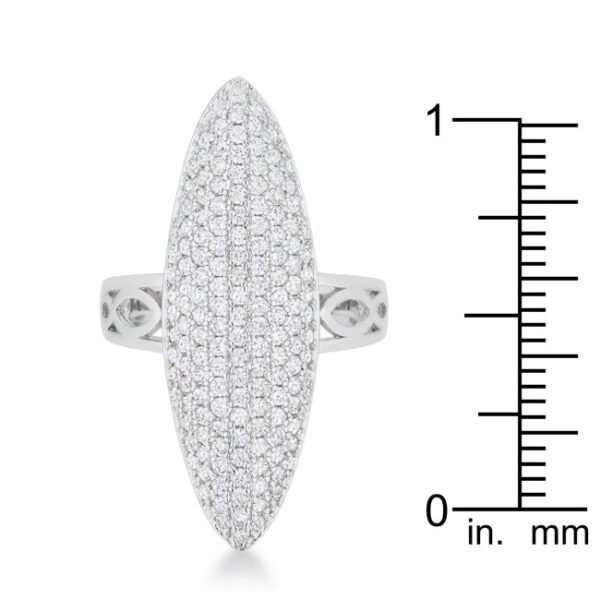 Contemporary 3mm-wide ring with round 1.5 (mm) cubic zirconia in a pave setting.