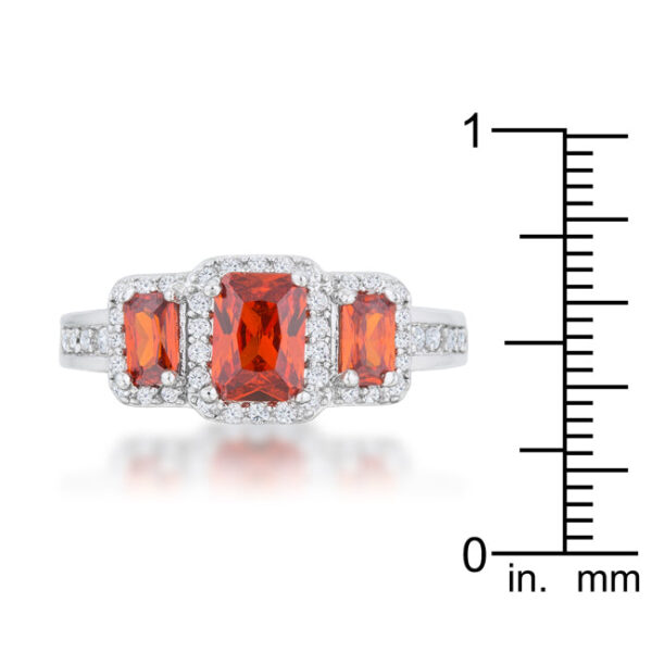2.3mm-wide trio ring with 2.3 ct total carat weight, rhodium plated over lead free alloy (brass).