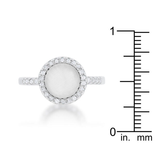 2mm classic ring in rhodium plated over lead free alloy (brass) with round cubic zirconia in a pave setting.