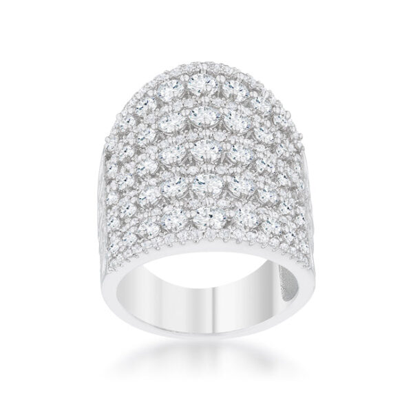 Classic cocktail ring with round 3 Mm cubic zirconia in pave and 2.5 ct total carat weight