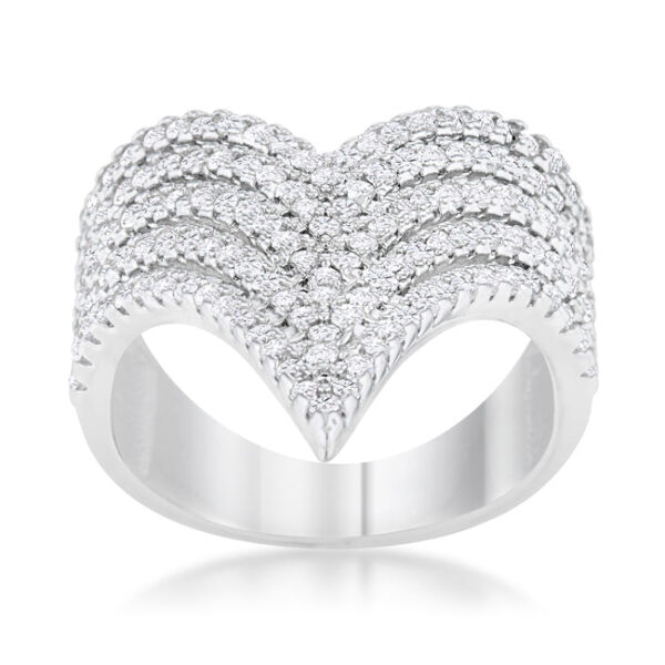 Classic cocktail ring with round pink cubic zirconia in a pave setting.