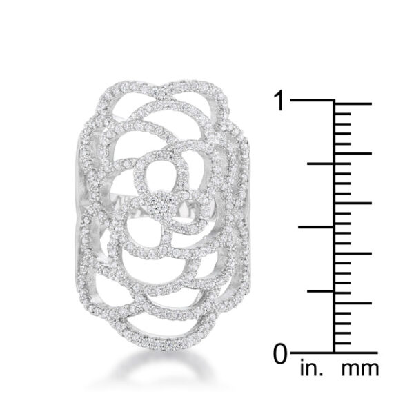 Clear 1.15 Mm round cubic zirconia in a pave setting on an antique filigree cocktail ring.