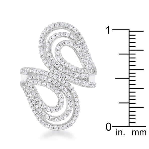 1mm-wide circle ring with 1 Mm round, All Clear Cubic Zirconia in Pave, rhodium plated over lead free alloy (brass).